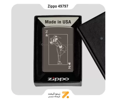 فندک زیپو بلک آیس طرح لیدی مدل 49797-Zippo Lighter 49797 150 WINDY DESIGN
