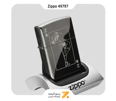فندک زیپو بلک آیس طرح لیدی مدل 49797-Zippo Lighter 49797 150 WINDY DESIGN