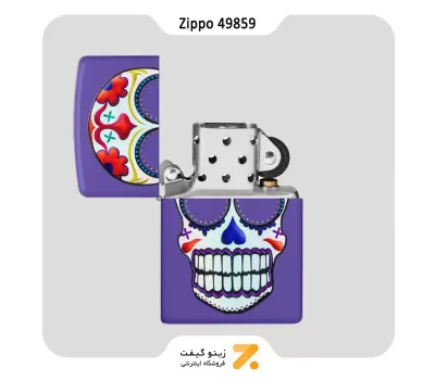فندک زیپو بنفش طرح اسکلت مدل 49859-Zippo Lighter 49859 237 DAY OF THE DEAD
