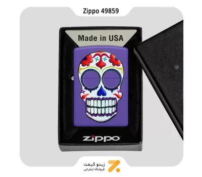 فندک زیپو بنفش طرح اسکلت مدل 49859-Zippo Lighter 49859 237 DAY OF THE DEAD