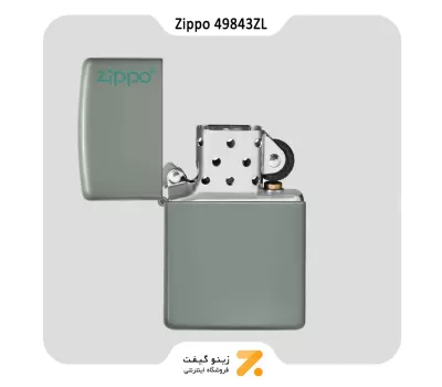 فندک زیپو سبز مدل 49843 زد ال-Zippo Lighter ​49843ZL SAGE GREEN ZIPPO LOGO