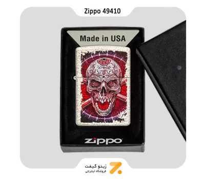 فندک زیپو سفید ضد خش طرح اسکلت مدل 49410-​Zippo Lighter 49410 Skull Design​​