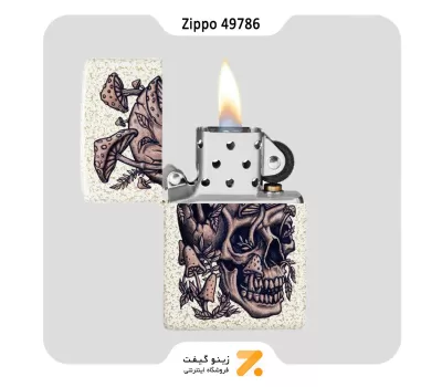 فندک زیپو سفید ضد خش طرح اسکلت و قارچ مدل 49786-Zippo Lighter 49786 49181 SKULLSHROOM DESIGN