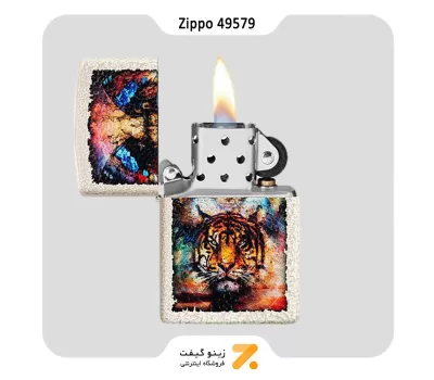 فندک زیپو سفید ضد خش طرح ببر مدل 49579-Zippo Lighter 49579 49181 TIGER DESIGN