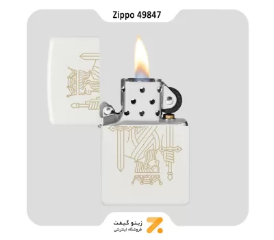 فندک زیپو سفید طرح شاه و ملکه مدل 49847-Zippo Lighter 49847 214 KING QUEEN DESIGN