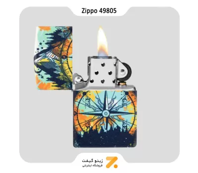 فندک زیپو شبرنگ طرح قطب نما مدل 49805-​Zippo Lighter 49805 49193 COMPASS DESIGN