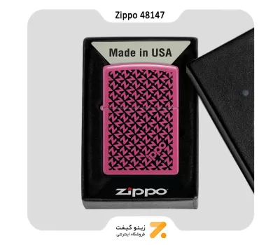 فندک زیپو صورتی پر رنگ طرح لوگو زیپو مدل 48147-Zippo Lighter ​48147 49846 ZIPPO DESIGN