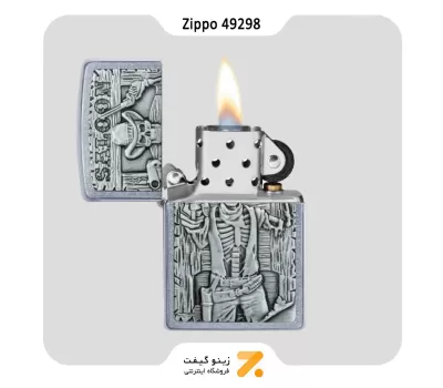 فندک زیپو طرح برجسته اسکلت کابوی مدل 49298-​Zippo Lighter 49298 207 SALOON SKULL EMBLEM