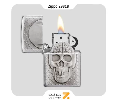فندک زیپو طرح برجسته جمجمه مدل 29818-​Zippo Lighter 29818 200 SKULL WITH BRAIN SURPRIS