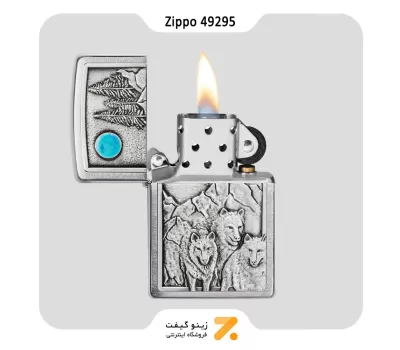 فندک زیپو طرح برجسته گرگ و ماه مدل 49295-Zippo Lighter 49295 Wolfpack and moon Emblem