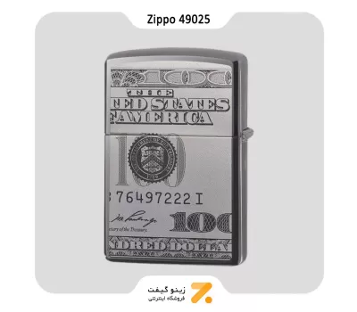 فندک زیپو طرح دلار مدل 49025-​Zippo Lighter 49025 150 CURRENCY DESIGN