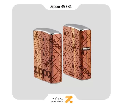 فندک زیپو طرح شعله با روکش چوب طبیعی مدل 49331-​​Zippo Lighter 49331 207 WOODCHUCK WRAP ZIPPO F