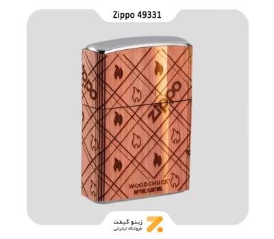 فندک زیپو طرح شعله با روکش چوب طبیعی مدل 49331-​​Zippo Lighter 49331 207 WOODCHUCK WRAP ZIPPO F