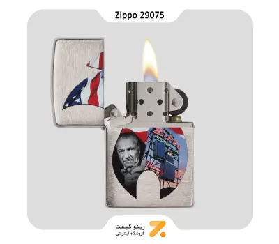 فندک زیپو طرح پرچم آمریکا و جورج بلیزدل  مدل 29075-Zippo Lighter 29075 FLAME COLLAGE