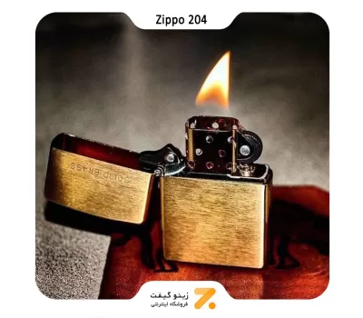 فندک زیپو طلایی مدل 204-Zippo Lighter 204-BRUSH FINISH BRASS