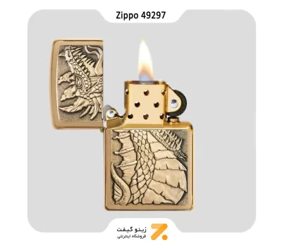 فندک زیپو طلایی مدل 49297 طرح اژدها-Zippo Lighter 49297 204B DRAGON 1 EMBLEM