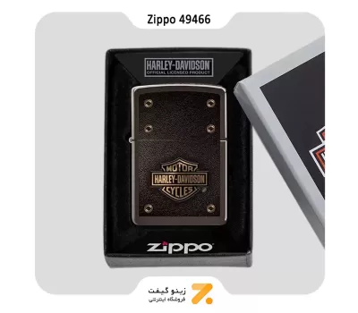 فندک زیپو قهوه ای تیره طرح لوگو هارلی دیویدسون مدل 49466-Zippo Lighter 49466 49180 HARLEY DAVIDSON