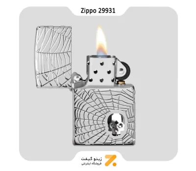 فندک زیپو مدل 29931 طرح تار عنکبوت و جمجمه-Zippo Lighter 29931-075067 167 SPIDER WEB SKULL D