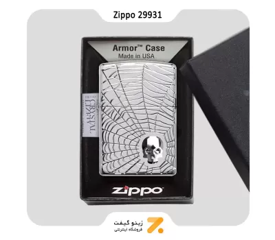 فندک زیپو مدل 29931 طرح تار عنکبوت و جمجمه-Zippo Lighter 29931-075067 167 SPIDER WEB SKULL D