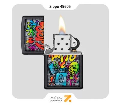 فندک زیپو مدل 49605 طرح گرافیتی فندک و لوگو زیپو-Zippo Lighter 49605 218 ZIPPO STREET ART DESIGN