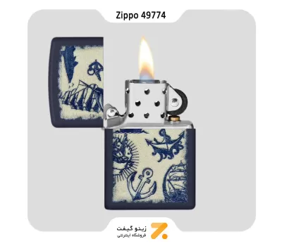 فندک زیپو مدل 49774 طرح کشتی و لنگر-​Zippo Lighter 49774 239 NAUTICAL DESIGN