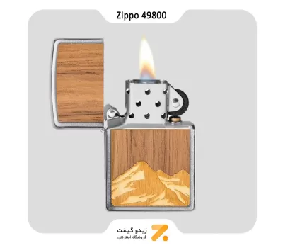 فندک زیپو مدل 49800 طرح کوهستان با روکش چوب طبیعی-Zippo Lighter 49800 200 WOODCHUCK MOUNTAINS IN