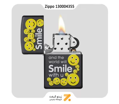 فندک زیپو مشکی طرح لبخند مدل 130004355-​Zippo Lighter 218 CI412239 SMILE DESIGN