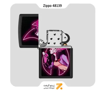 فندک زیپو مشکی طرح لیدی مدل 48139-​Zippo Lighter 48139 218 WINDY GLOW DESIGN