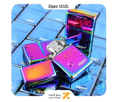 فندک زیپو هفت رنگ طرح لوگو زیپو مدل ۱۵۱ زد ال-Zippo Lighter ​151ZL 151 WZIPPO - LASERED