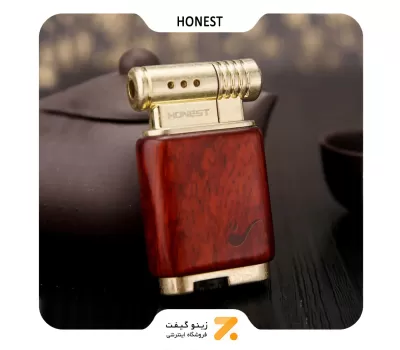 فندک پیپ گازی هانست طرح چوب مدل 2201-87-​Honest Lighter SN-LIHN-2201-87
