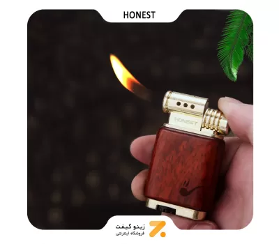 فندک پیپ گازی هانست طرح چوب مدل 2201-87-​Honest Lighter SN-LIHN-2201-87