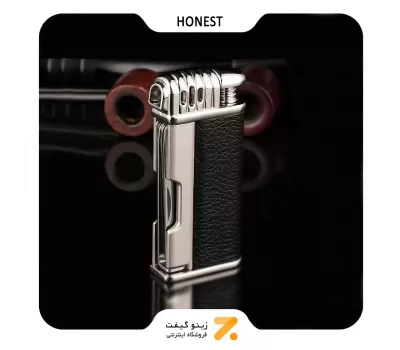 فندک گازی شعله ای پیپ با روکش چرم مصنوعی هانست مدل 2201-54-​​Honest Lighter SN-LIHN-2201-54​