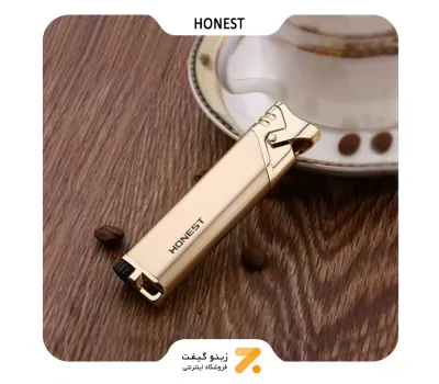فندک گازی طلایی هانست مدل 2201-39-Honest Lighter SN-LIHN-2201-39