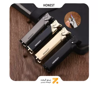 فندک گازی طلایی هانست مدل 2201-39-Honest Lighter SN-LIHN-2201-39