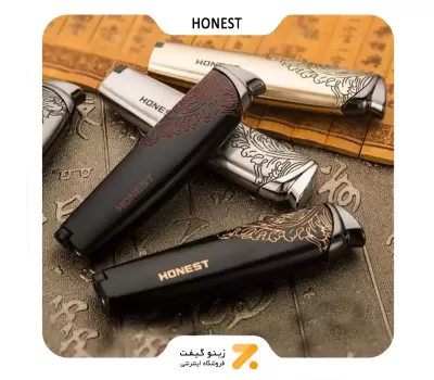 فندک گازی مشکی هانست مدل 2201-37-​Honest Lighter SN-LIHN-2201-37
