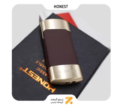 فندک گازی هانست با روکش چرم قهوه ای-​Honest Leather Lighter SN-LIHN-2201-6