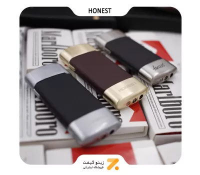 فندک گازی هانست با روکش چرم قهوه ای-​Honest Leather Lighter SN-LIHN-2201-6
