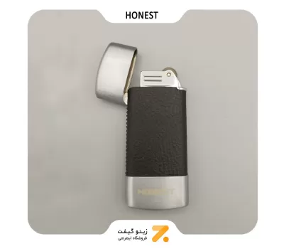 فندک گازی هانست با روکش چرم مشکی-Honest Leather Lighter SN-LIHN-2201-5-1