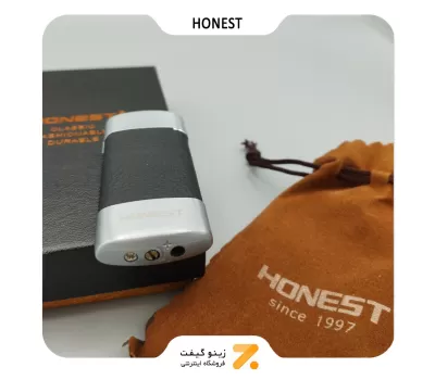فندک گازی هانست با روکش چرم مشکی-Honest Leather Lighter SN-LIHN-2201-5-1