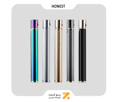 فندک گازی نقره ای هانست مدل مدادی-​Honest Lighter Silver- Cigarette Shaped Slim