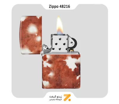 فندک زیپو 540 رنگ مدل 48216 طرح چرم گاو-Zippo Lighter 48216 Cow Print Design