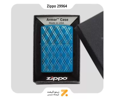 فندک زیپو آبی مدل 29964 طرح الماس-Zippo Lighter 29964 ARMOR HP​ BLUE DIAMONDS