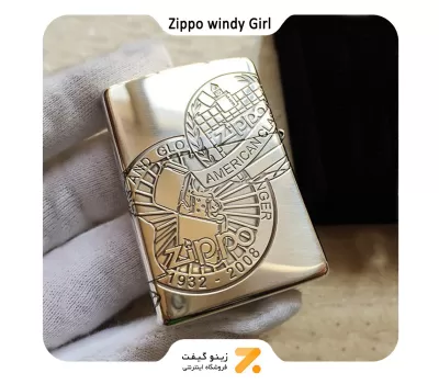 فندک زیپو طلایی مدل لیدی 301-​Zippo Lighter Windy Girl