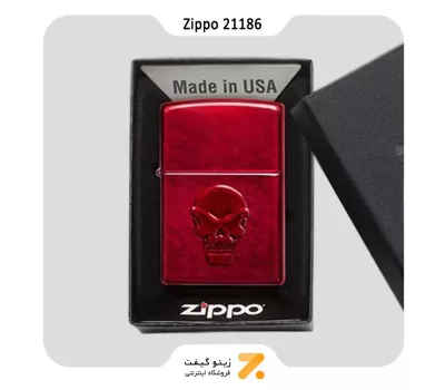 فندک زیپو قرمز مدل 21186 طرح جمجمه-Zippo Lighter 21186-21063 DOOM