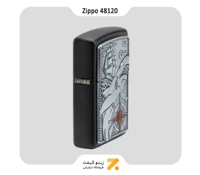فندک زیپو مدل 48120 پلاک برجسته طرح کوسه و کشتی-Zippo Lighter 48120 Ship Shark Emblem Design