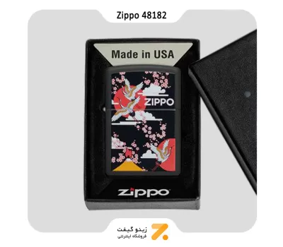 فندک زیپو مدل 48182 طرح لک لک-Zippo Lighter 48182 Zippo Kimono Design Black Matte