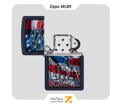 فندک زیپو مدل 48189 طرح پرچم امریکا و عقاب-Zippo Lighter 48189 239 Americana Eagle Flag Design