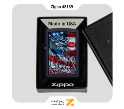 فندک زیپو مدل 48189 طرح پرچم امریکا و عقاب-Zippo Lighter 48189 239 Americana Eagle Flag Design