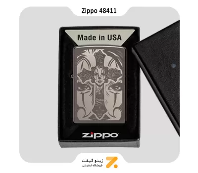 فندک زیپو مدل 48411 تلفیق طرح خالکوبی و صلیب-Zippo Lighter 48411 150 TATTOO THEME DESIGN