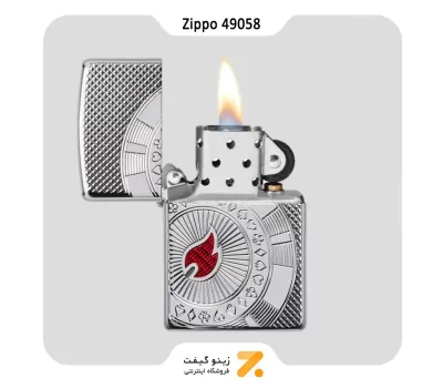 فندک زیپو مدل 49058 طرح شعله زیپو و پوکر-Zippo Lighter 49058 Armor Poker Chip Design
